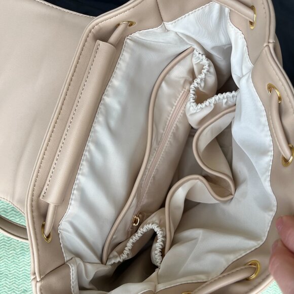 Luna Drawstring Convertible Backpack NEW + bag WEST ELM leather SAND*** - Picture 9 of 16